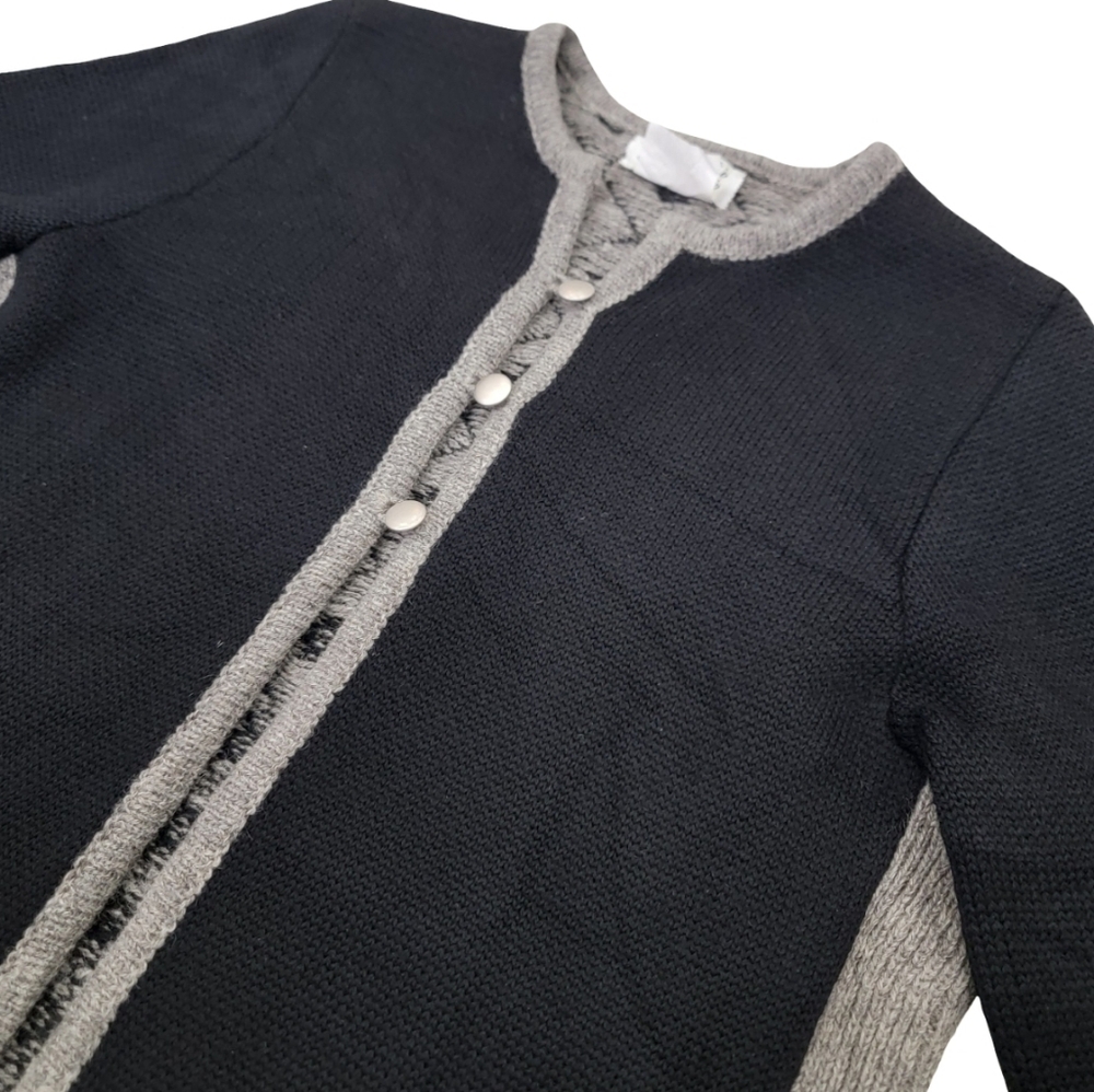 Handmade In Estonia 100% Wool Fair Isle Knit Cardigan Scandinavian Black Size S - Picture 9 of 17
